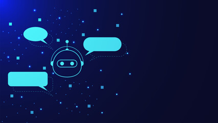 Digital chatbot, virtual assistant or artificial intelligence for chat concept with chat bubble.