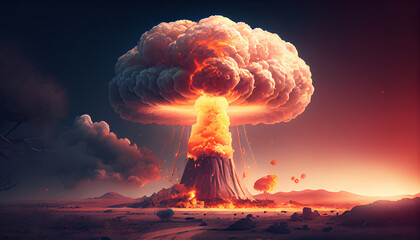 Stunning Nuclear explosions and mushroom clouds, created with AI tool