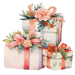watercolor cute gift box, present, ai generative