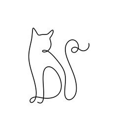 Cat one line drawing vector. Continuous line cats cover poster. Line art. Poster for concept design. 