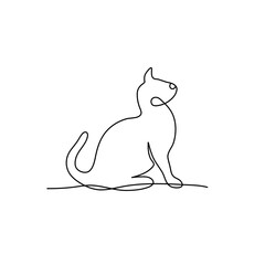 Cat one line drawing vector. Continuous line cats cover poster. Line art. Poster for concept design. 