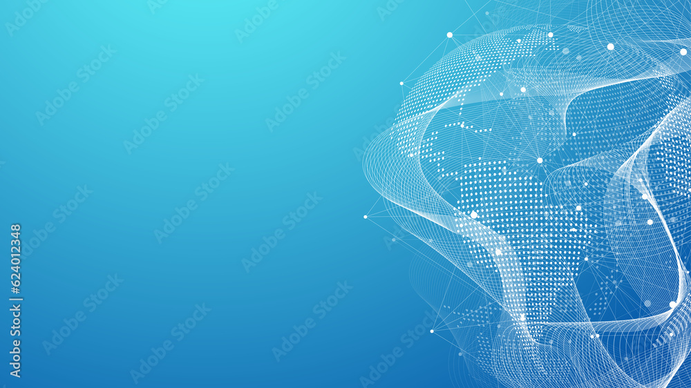 Poster Global network connection concept. Big data visualization. Social network communication in the global computer networks. Internet technology. Business. Science. Illustration