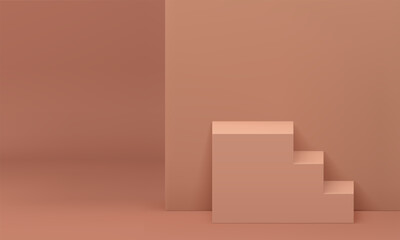 Beige 3d staircase level basic foundation win ceremony celebration progress aspirations vector