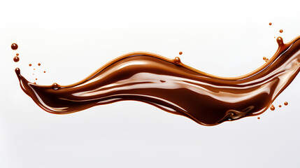 Chocolate splash isolated on white background. Generative AI - obrazy, fototapety, plakaty