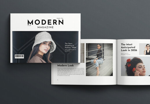 Modern Magazine Layout Design Template Landscape