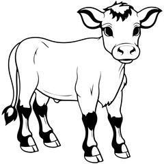 Cow head pixel perfect linear icon. Animal concept