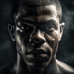 black man after box fight. AI Generative