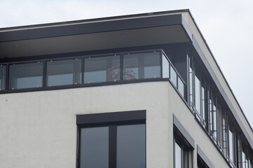 facade of a modern office building with many windows