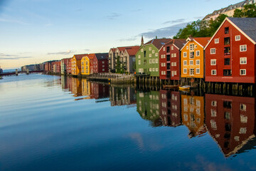 colorful houses Trondheim Norway traveling