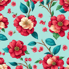 Photo  flowers watercolor seamless patterns Ai generated