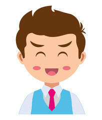 Cute Kawaii Boy Emotions Vector, Elements and Symbol

