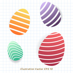 Easter eggs of different colors on checkered paper,Flat Modern design ,Vector illustration EPS 10