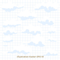 Cloud on checkered paper ,Flat Modern design ,Vector illustration EPS 10