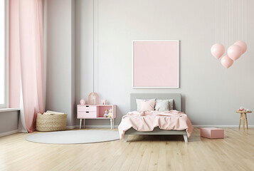 Ai generative.  Pink room for a little girl.