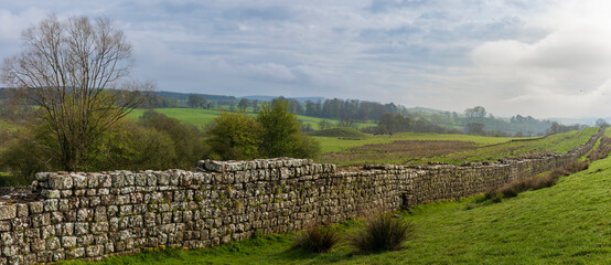 Fototapeta na wymiar Hadrian's wall near Birdoswald on the Cumbria Northumberland border north east England UK