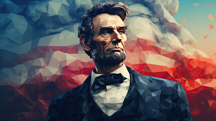 Low-poly Abraham Lincoln, the 16th President of the United States., Generative AI  - obrazy, fototapety, plakaty