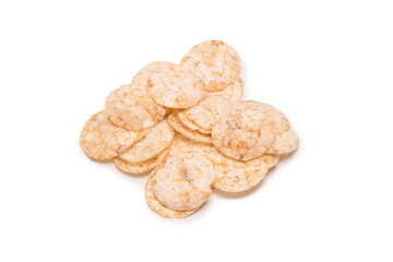 Rice chips isolated on white background.