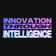 Artificial Intelligence Slogan Text Pink Chrome Typography with Glitch Effect, Black Background