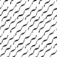 Vector seamless pattern with black wavy lines