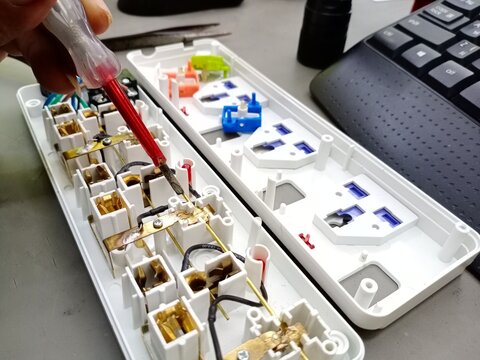 test electrical outlet in the factory, safety first