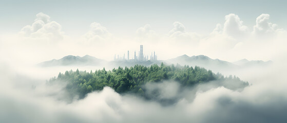 CO2 white fog, Concept depicting the issue of carbon dioxide emissions, global warming, sustainable development