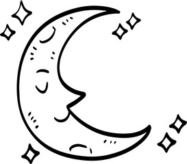 hand drawn abstract Moon illustration.