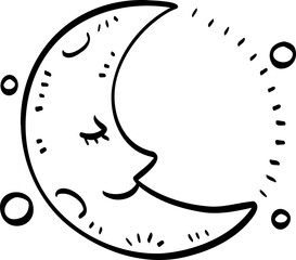hand drawn abstract Moon illustration.