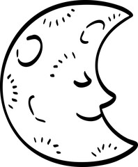 hand drawn abstract Moon illustration.