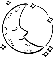 hand drawn abstract Moon illustration.