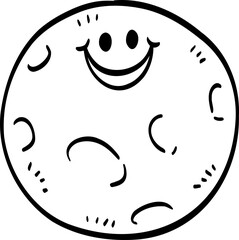 hand drawn abstract Moon illustration.