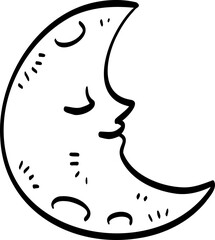 hand drawn abstract Moon illustration.