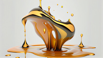 Oil Liquid Splashing in Liquid drop, cosmetic serum oil, 3d rendering, created with ai tool