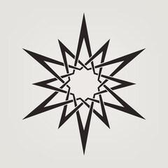 Round abstract vector ornament on light background. Six pointed circular pattern. Mandala.