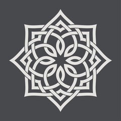 Circular pattern in arabesque style. Eight pointed star. Mandala. Lotus.
