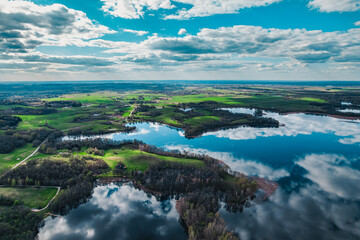 Fototapeta premium aerial view of lake and forests in Europe