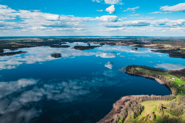 aerial view of lake in Europe