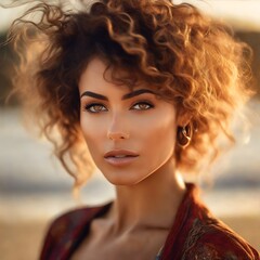 Fototapeta premium Beautiful woman generative AI illustration