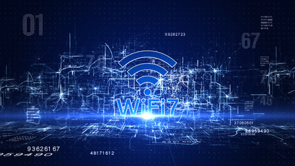 WiFi 6G future technology digital data network connections background, Technology abstract background, 3D rendering