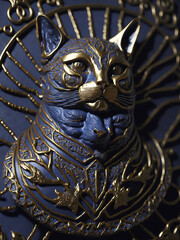 Highly detailed incredibly ornate decorative a cat face closeup, Generative Ai