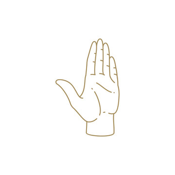 recommend clip art: Monochrome golden open human palm palmistry beauty care decorative design line icon vector