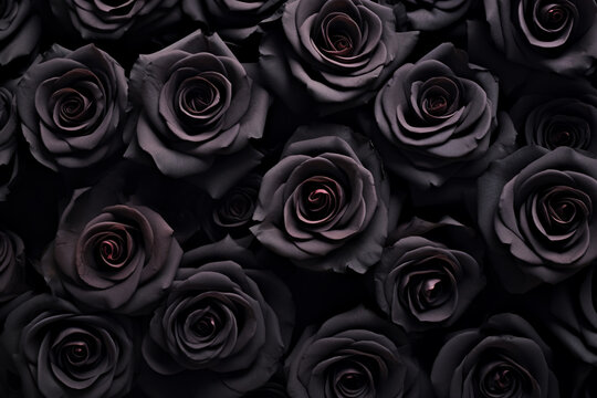 black rose close up texture pattern for Halloween or goth wedding , AI generated