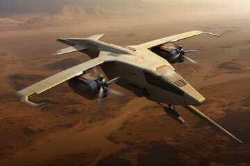 Unmanned military aircraft. AI generated. - obrazy, fototapety, plakaty