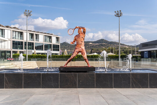 Metal sculpture of the Spanish tennis player Rafael Nadal