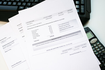 Naklejka na ściany i meble Utility bill, Heat and water utility bill for a house