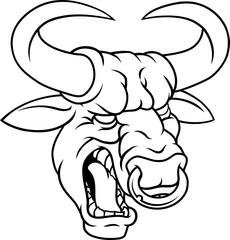 Bull Minotaur Longhorn Monster Cow Mascot Cartoon