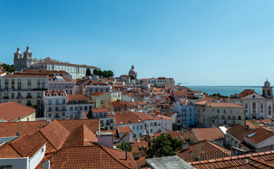 Lisbon. Portugal- 07.09.2-23. A panoramic view of the Alfama district from a vantage point.