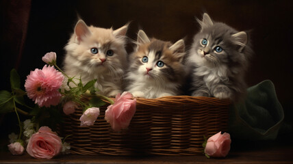 three kitten in the basket, Generative Ai