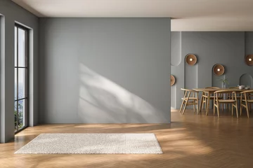 Fototapeten empty living room with blue tones wall © leymandesign