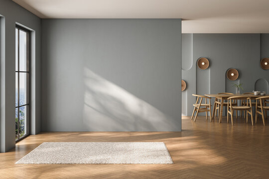 Fototapeta empty living room with blue tones wall