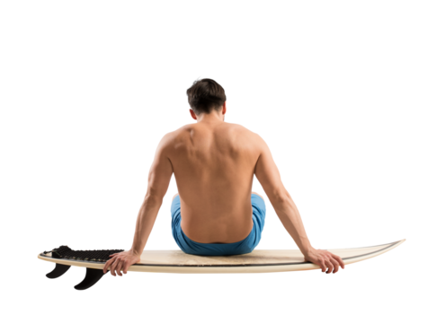 Isolated  man ready to surf with surfboard